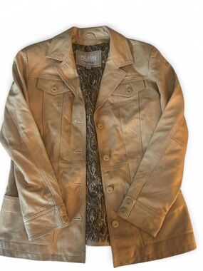 Wilsons Leather Women's Tan Button-Front Leather Jacket